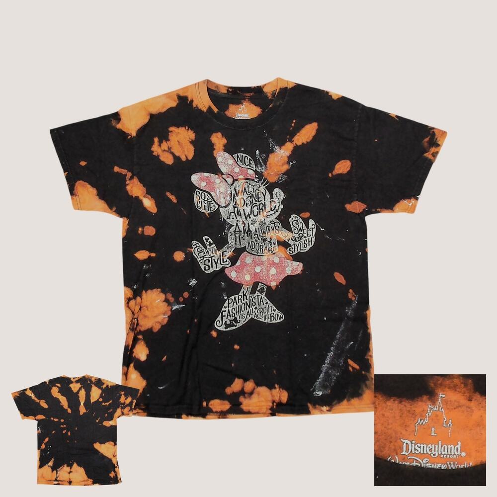 Custom Bleach Wash Minnie Mouse Hanes Tee Mens L